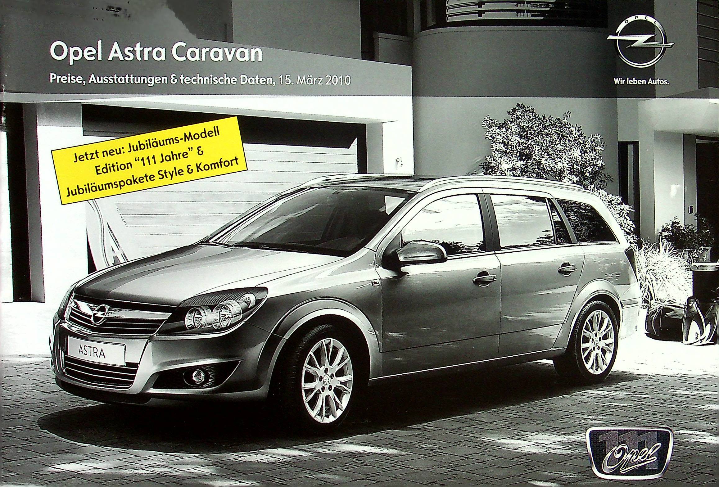 247861) Opel Astra H Caravan - Preisliste & Extras - Prospekt 03/2010